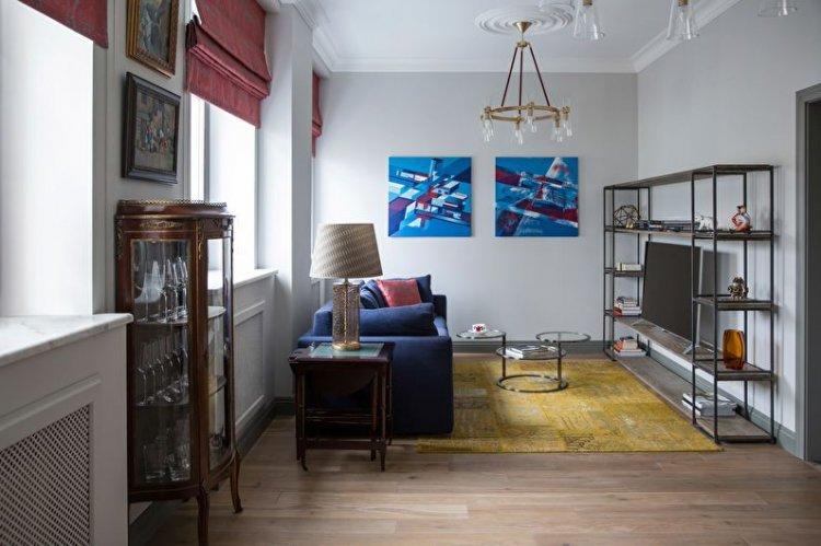 Римские шторы в гостиной (зале) - дизайн интерьера фото