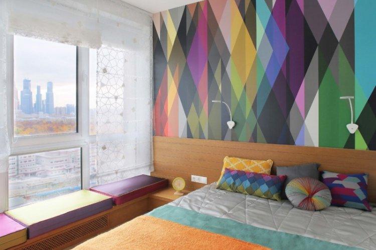 Римские шторы в спальне - дизайн интерьера фото