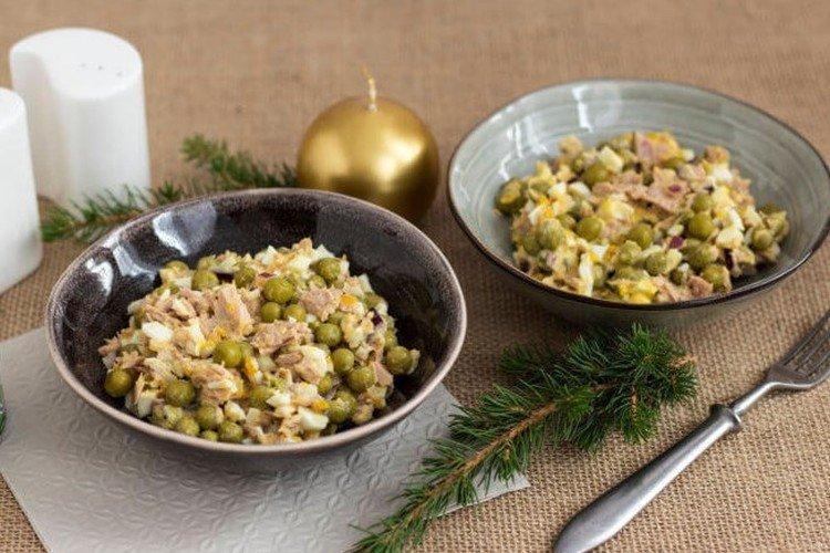 Салат с консервированным тунцом и зеленым горошком - рецепты