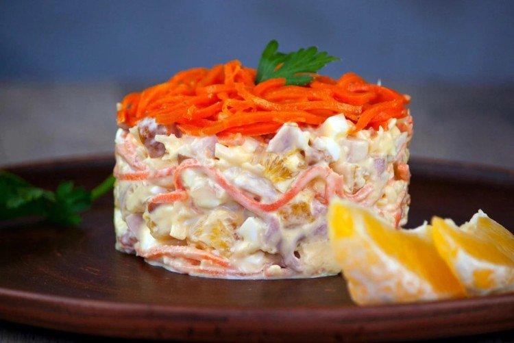 Салат с корейской морковью и апельсинами - рецепты
