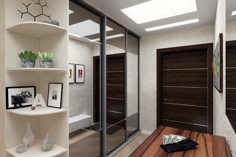 Прямой шкаф-купе в прихожей