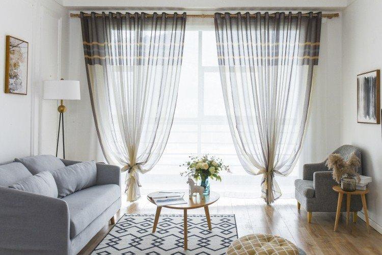 Прозрачный тюль - Шторы в гостиную в современном стиле