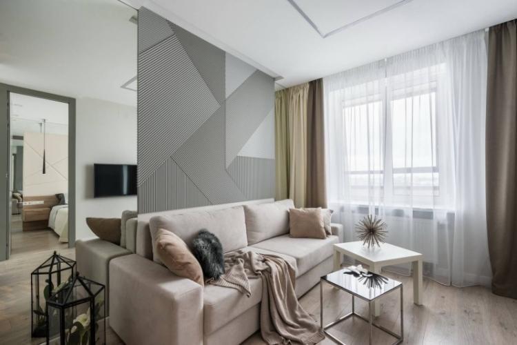 Полупрозрачные шторы в гостиную в современном стиле