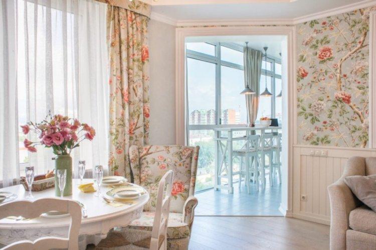 Комбинирование штор с обоями - Шторы в стиле прованс