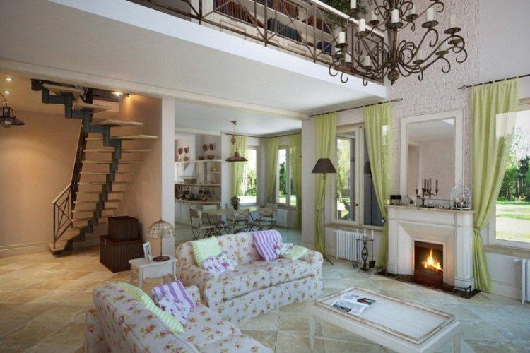 Шторы в стиле прованс в гостиной, зале - дизайн фото