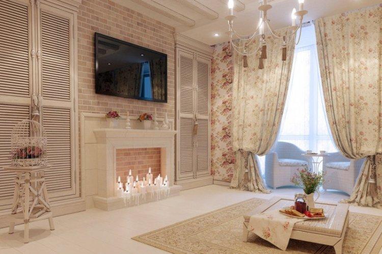 Шторы в стиле прованс в гостиной, зале - дизайн фото