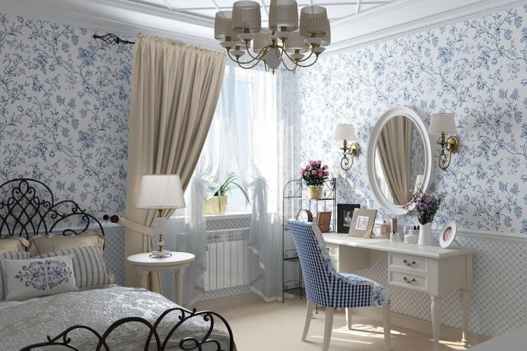 Шторы в стиле прованс в спальне - дизайн фото