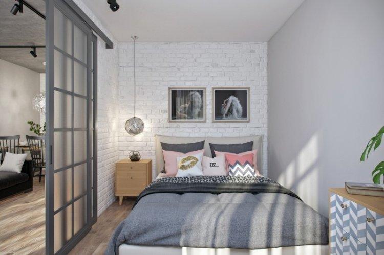 Маленькая спальня в скандинавском стиле - дизайн интерьера фото