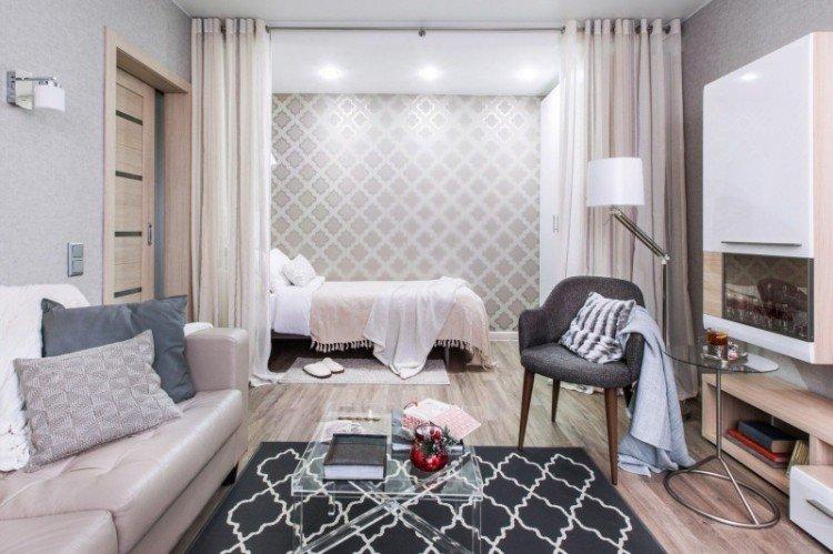 Спальня-гостиная в скандинавском стиле - дизайн интерьера фото