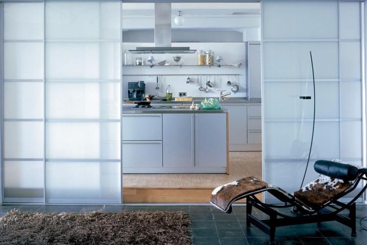 Стеклянные перегородки в гостиной - Дизайн интерьера