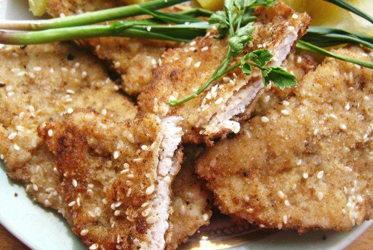 Свиные отбивные в кунжуте на сковороде - рецепты