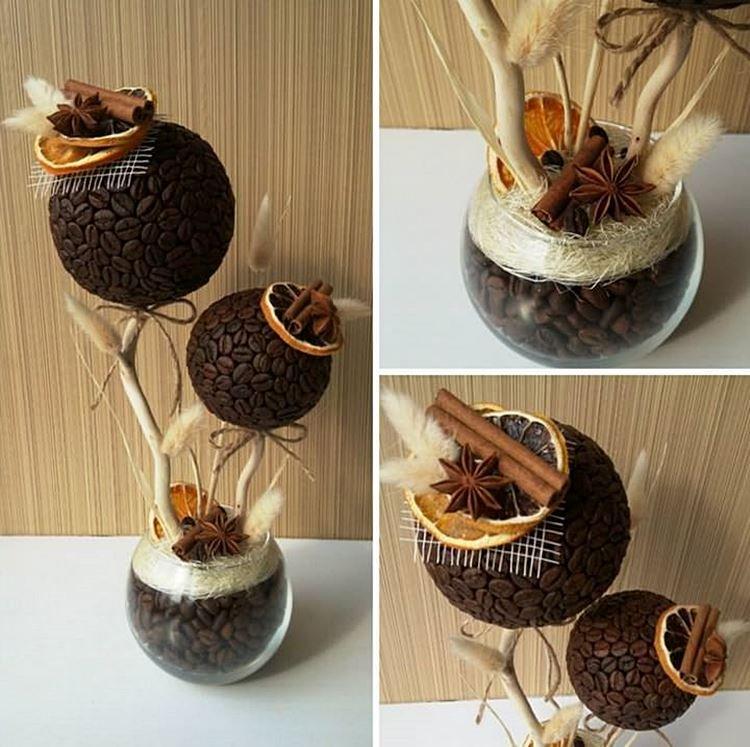 Пряный топиарий из кофейных зерен