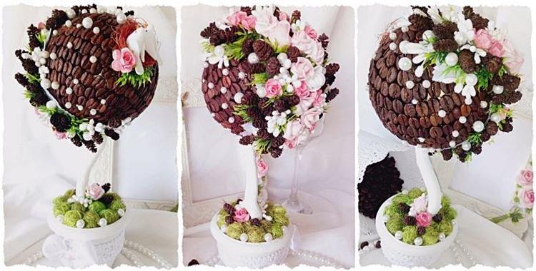 Свадебный топиарий из кофейных зерен
