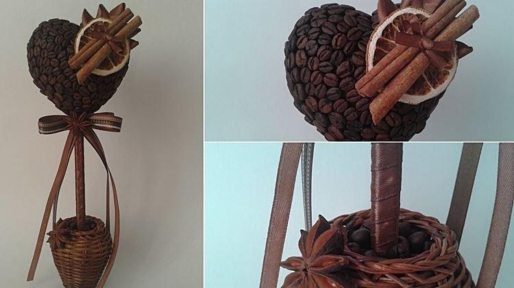 Топиарий из кофейных зерен своими руками - фото и идеи