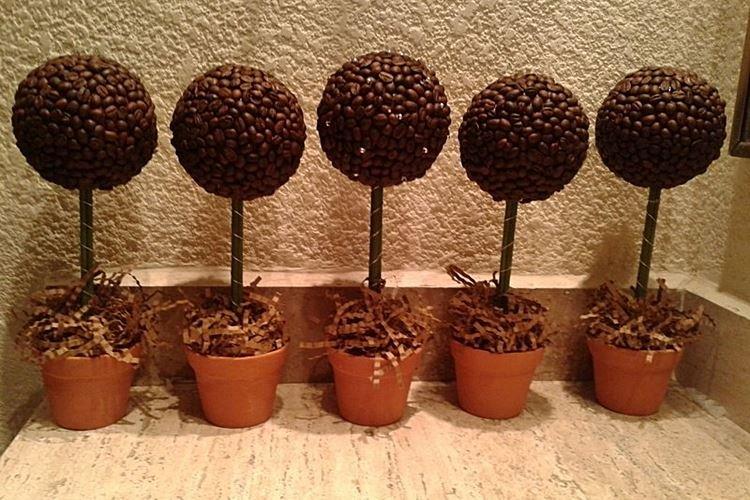 Топиарий из кофейных зерен своими руками - фото и идеи