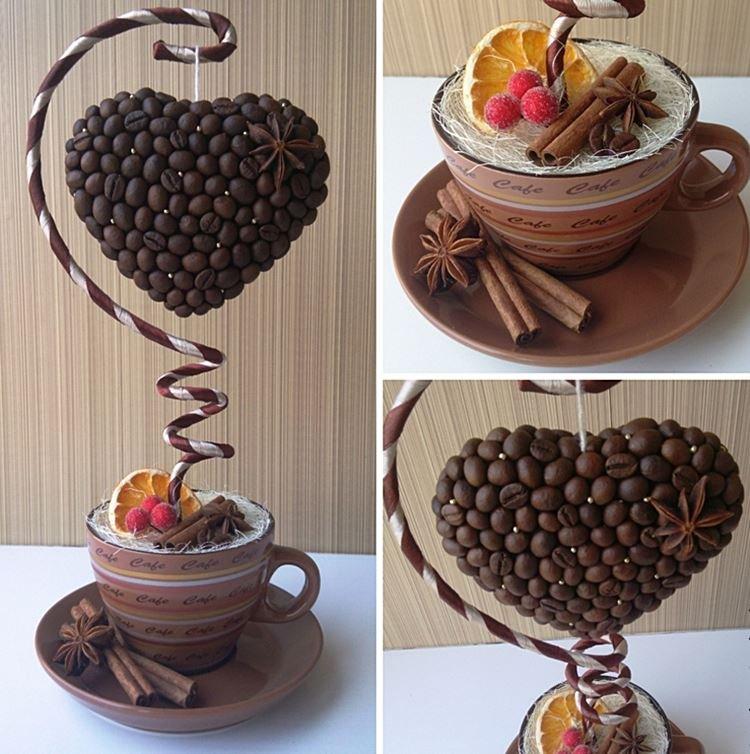 Топиарий из кофейных зерен своими руками - фото и идеи