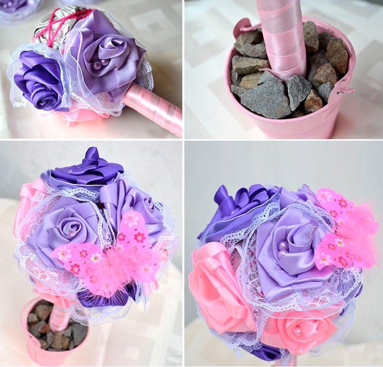 Топиарий из атласных лент своими руками