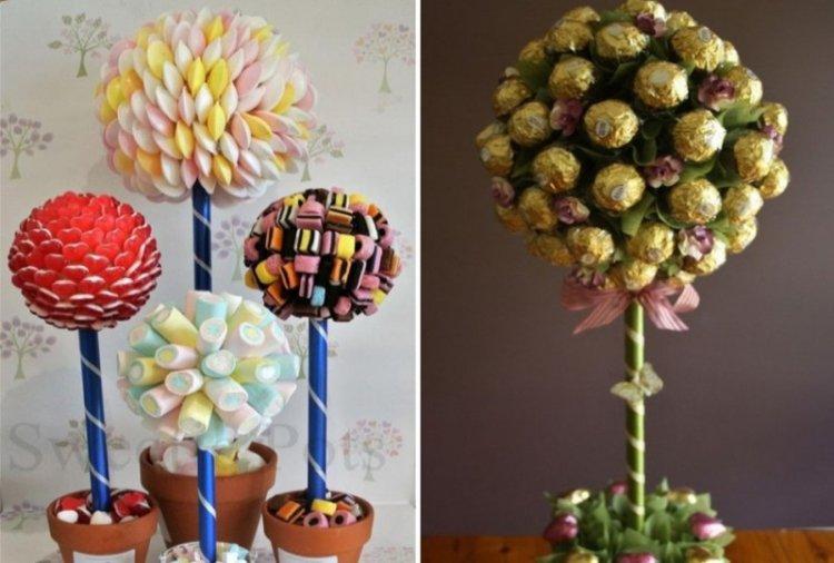 Топиарий из конфет своими руками