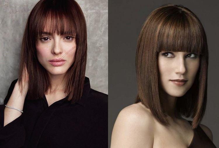 Удлиненное каре с челкой на прямые волосы