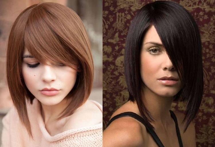 Удлиненное каре со скошенной челкой