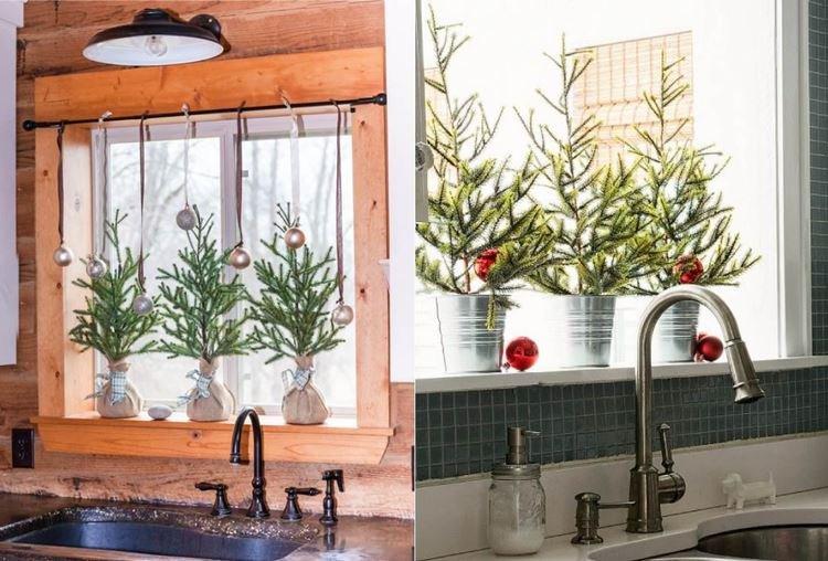 Маленькие елки - Украшения на окна к Новому году