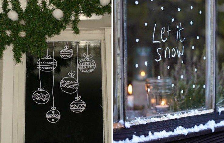 Украшения на окна к Новому году - фото и идеи