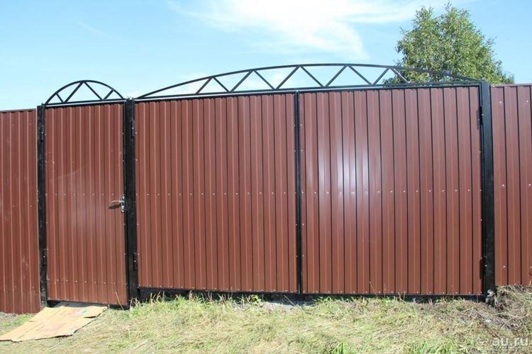 Ворота с калиткой из профнастила своими руками - фото и идеи