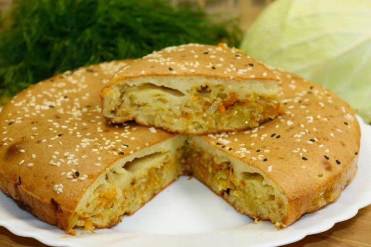 Заливной пирог с капустой на кефире - рецепты