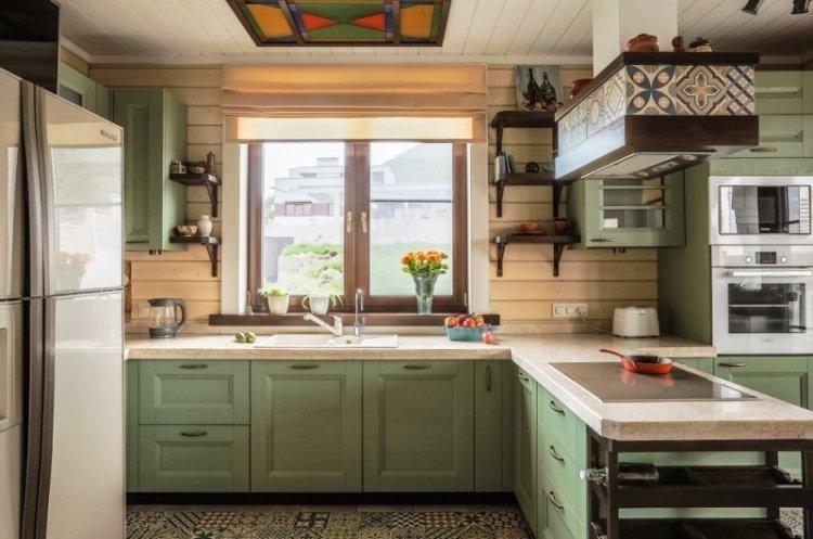 Зеленый цвет в интерьере кухни - дизайн фото