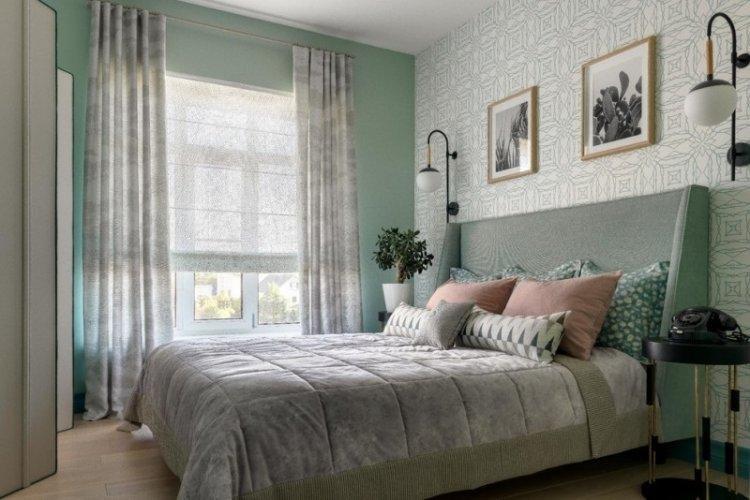 Зеленый цвет в интерьере спальни - дизайн фото