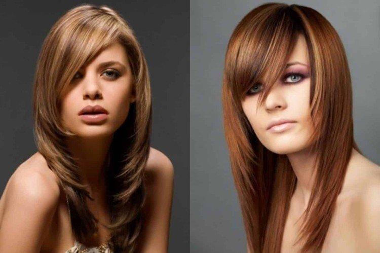 Косой пробор - Прически для круглого лица на средние волосы