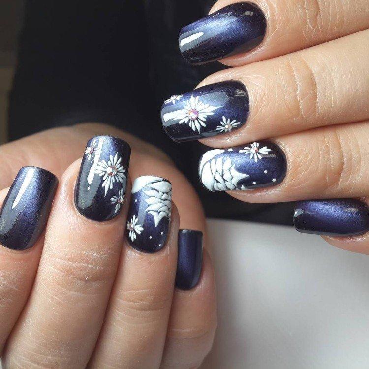 Зимний маникюр кошачий глаз 2020-2021