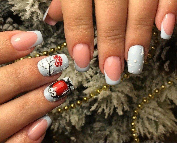 Зимний французский маникюр 2020-2021