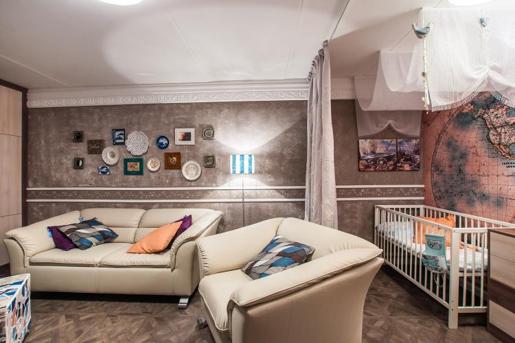 Зонирование комнаты для родителей и ребенка - фото