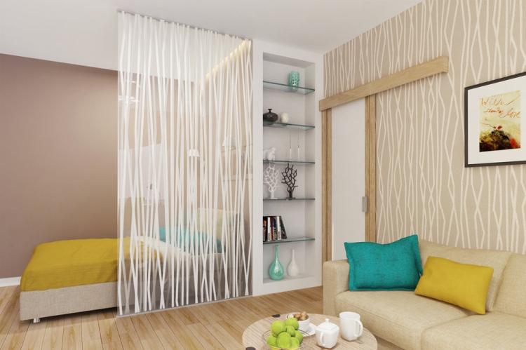 Зонирование комнаты для родителей и ребенка - фото