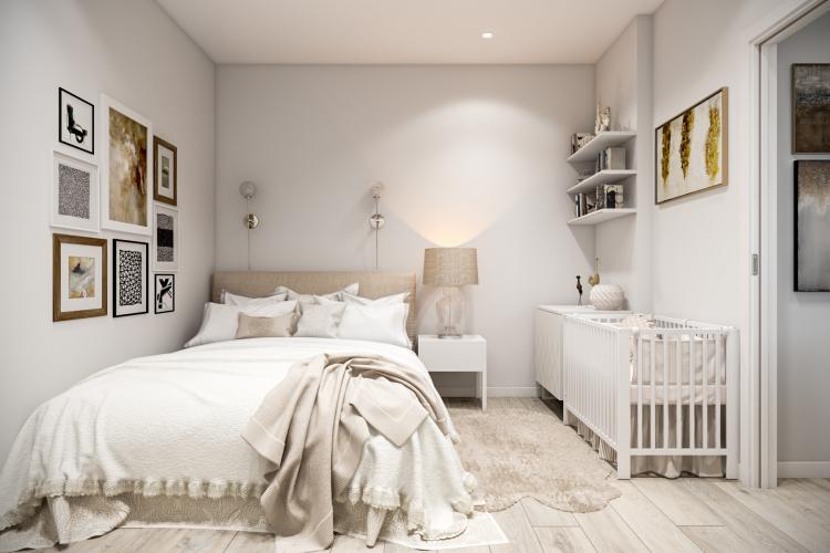 Зонирование комнаты для родителей и ребенка - фото