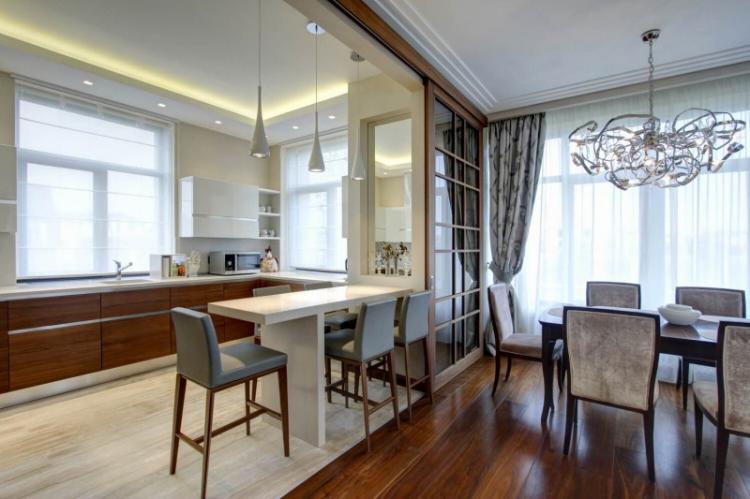 Зонирование кухни и столовой