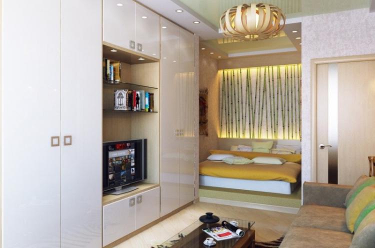 Зонирование гостиной и спальни