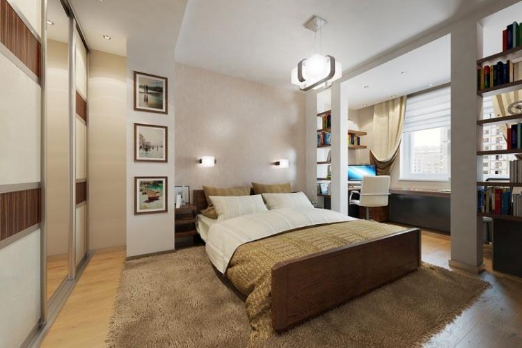 Зонирование спальни и кабинета