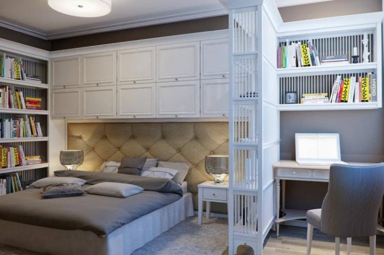 Зонирование спальни и кабинета