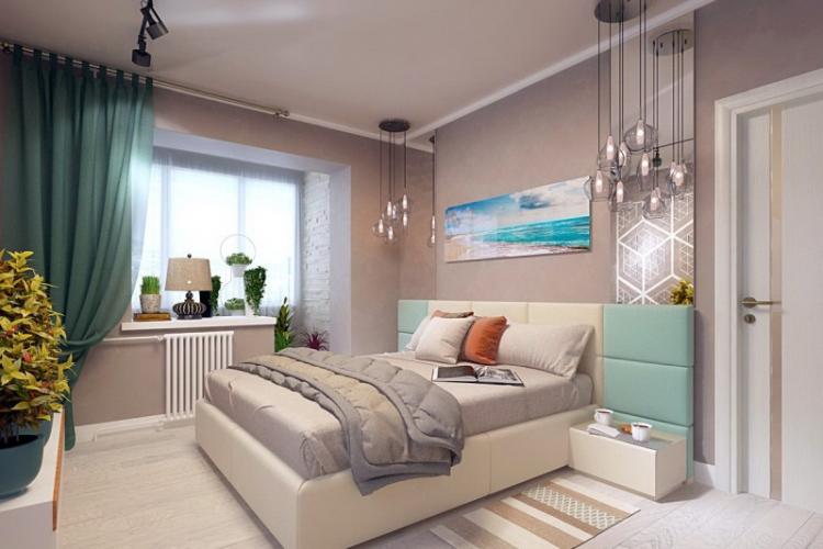 Зонирование спальни и балкона