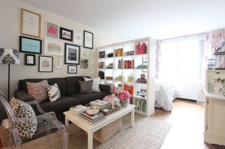 Зонирование комнаты на спальню и гостиную – дизайн фото