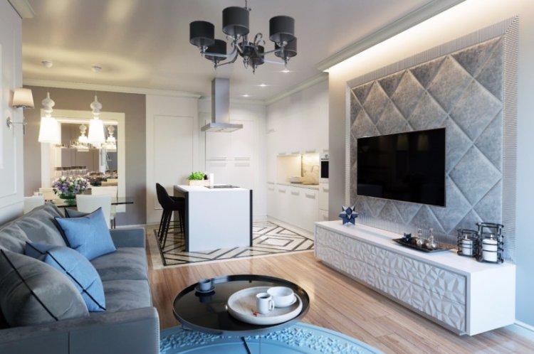 Зонирование кухни и гостиной - дизайн интерьера фото