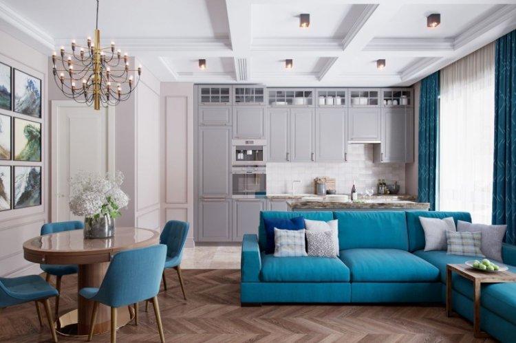 Зонирование кухни и гостиной - дизайн интерьера фото